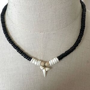 black beaded shark tooth necklace